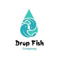 Water Drop Fish Logo Design vector