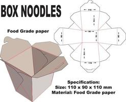 linda caja de fideos. esta caja es de uso frecuente en el mercado y se recomienda utilizar materiales aptos para uso alimentario, impermeables al agua y resistentes al calor. vector