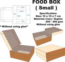 caja de comida fresca envasada. además de su forma atractiva, esta caja también es muy simple y fácil de montar sin usar pegamento. esta caja también se puede utilizar para pastel, pan y caja de aperitivos vector