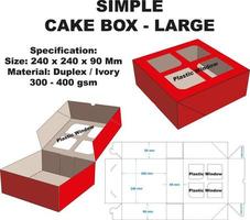 caja de pastel empaquetada muy fresca y simple. Además de su forma atractiva, esta caja también es fácil de transportar. esta caja también se puede utilizar para cajas de alimentos, pan y bocadillos. vector