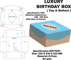 Fancy birthday tart box. The bottom box is made with lock thats is easy to assemble and easy to open when taking the cake. HAPPY BIRTHDAY vector