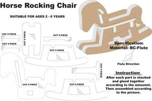 este caballo de juguete es muy singular porque está hecho de cartón ensamblado. este juguete es adecuado para niños de 2 a 6 años. se puede escalar y garantizado fuerte. vector