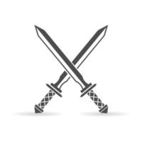 crossed swords icon. weapon badge logo element vector