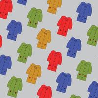 Vector clothes  pattern. Colorful  raincoats  on gray  background