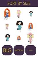 WebMatch the girls by size large, medium and small. vector