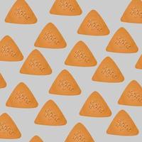 sabroso patrón samsa sobre fondo gris. samosa caliente comida tradicional india en estilo de dibujos animados vector