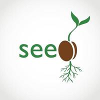 plantilla de diseño de logotipo de semilla en crecimiento para agricultura, campo agrícola, cosecha natural. logotipo de semilla verde. vector