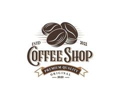 Coffee Beans retro logo vintage vector