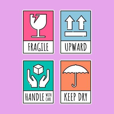 Cute Fragile Sign Sticker, Delivery Shipping Labels