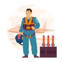 Pilot Character with Jet Fighter Suit vector