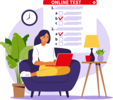 Concept online testing, e-learning, examination on computer. png