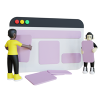 3D Character Illustration of UI UX Team png