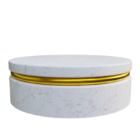 podio de mármol blanco 3d realista con anillo de oro