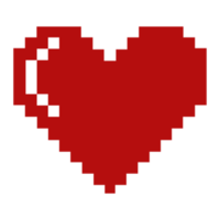 em forma de coração. símbolo de ícone de amor para pictograma, aplicativo, site, logotipo ou elemento de design gráfico. ilustração de estilo pixel art. formato png