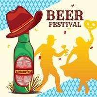 festival de la cerveza concepto de cerveza con sombrero de vaquero. prima de diseño vintage vector