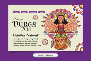 visualización del sitio web para el día del festival durga puja. plantillas de sitios web premium vector