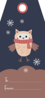 Card labels with winter owl