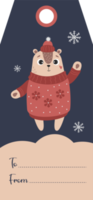 Christmas gift tag. Card label with cute chipmunk png