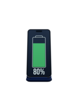 símbolo indicador de porcentagem de carregamento de bateria de smartphone sem fio ilustração 3d png