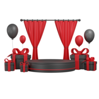 Black friday concept. Realistic 3d design stage podium, round studio, balloons, Creative marketing concept. png