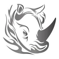 Rhino flame spray silhouette logo with metal color vector