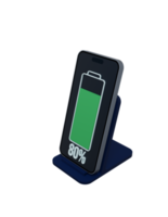 illustration 3d du symbole de l'indicateur de pourcentage de charge de la batterie du smartphone sans fil png