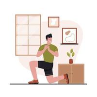 Flat design of man at home are exercising vector