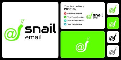 Letter a monogram email snail logo design with business card template. vector