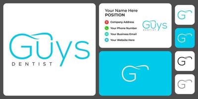 Letter G monogram dentist logo design with business card template. vector