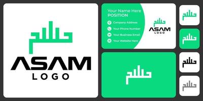 Letter a s a m arabic logo design with business card template. vector