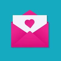 Greeting card for valentine's day. opened envelope with card and heart. love letter. - Vector. vector