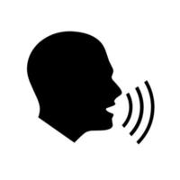 Talking icon. Voice control and interaction. Isolated talking head concept on white background. Vector illustration