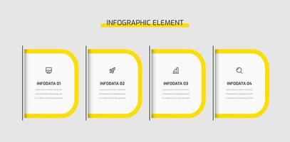 Business Infographic Template Presentation with Abstract Design Yellow Color 4 Options and Icons. Suitable for Process Diagram, Presentations, Workflow Layout, Banner, Flow Chart vector