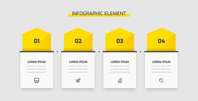 Business Infographic Presentation Template Design with Yellow Color, Icon and 4 Number. Suitable for Process Diagram, Presentations, Workflow Layout, Banner, Flow Chart vector