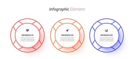 plantilla de infografía comercial mínima con etiqueta circular, línea delgada y 3 opciones. adecuado para diagrama de proceso, presentaciones, diseño de flujo de trabajo, banner, diagrama de flujo, infografía. vector