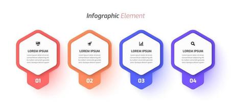 Minimal Business Infographic Template Design with Hexagon Label Icon and 4 Number. Suitable for Process Diagram, Presentations, Workflow Layout, Banner, Flow Chart, Infographic. vector
