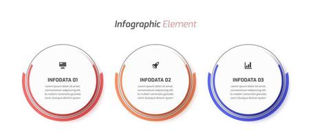 infografía empresarial mínima con etiqueta circular, línea delgada, icono y 3 opciones. adecuado para diagrama de proceso, presentaciones, diseño de flujo de trabajo, banner, diagrama de flujo, infografía. vector