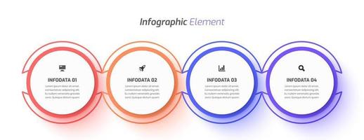 Business Infographic Template Design with Circle Label, Thin line Icon and 4 Option. Suitable for Process Diagram, Presentations, Workflow Layout, Banner, Flow Chart, Infographic. vector