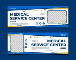 Banner template or social media cover design for medical service center vector