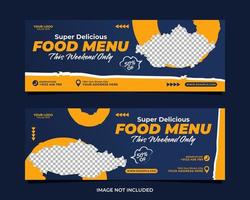 diseño de plantilla de banner de menú de comida deliciosa vector