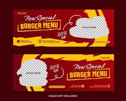 Special burger menu banner template design vector