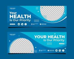 Banner template or social media cover design for medical health care vector