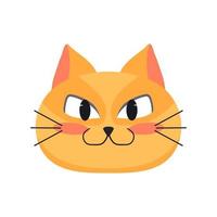 Hand drawn illustration of cute cat face isolated on white background in cartoon style vector