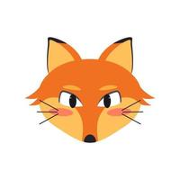 Hand drawn illustration of cute fox face isolated on white background in cartoon style vector