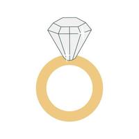 Vector illustration of a ring with a diamond in white background in flat style