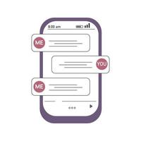 Smartphone screen with open chat. Communication concept. Isolated vector illustration on white background