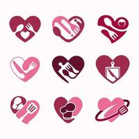 Heart Restaurant and Food Theme Logo vector