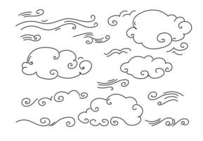 Vector doosle set of doodle wind, weather, environment