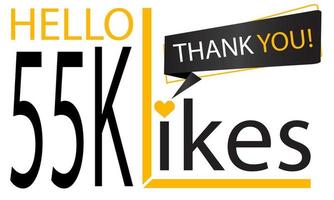 Thanks 55k Design likes. Celebrating 55000 or fifty five thousand likes. Vector illustration.