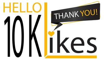 Thanks 10k Design likes. Celebrating 10000 or ten thousand likes. Vector illustration.